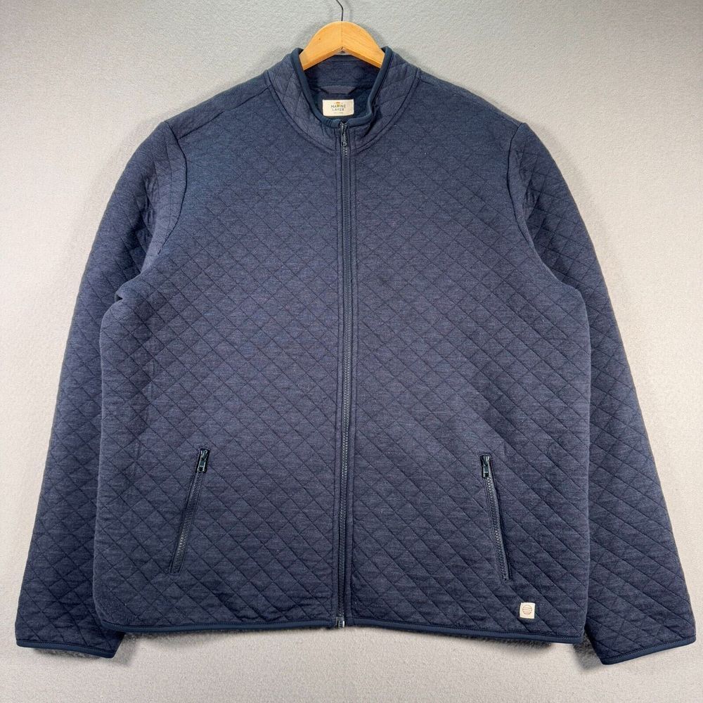 Marine Layer Bomber Jacket Mens 3XL Blue Quilted Heavy Mockneck Comfort Outdoor